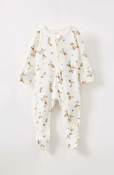 Cotton On Kids Organic Pointelle Zip All In One Romper In Milk Vintage Floral