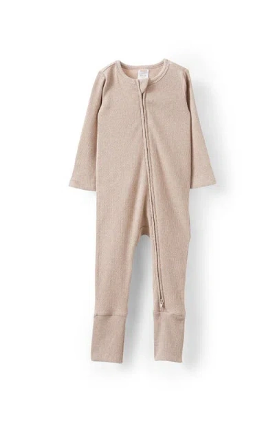 Cotton On Kids Organic Pointelle Zip All In One Romper In Oatmilk Marle