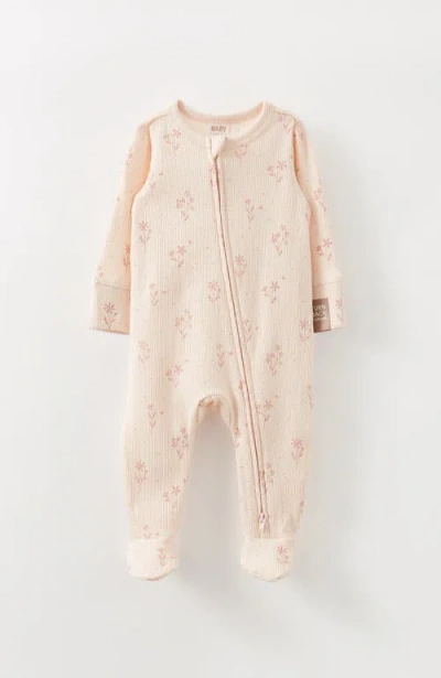 Cotton On Kids Organic Pointelle Zip All In One Romper In Pink Pearl Spriggy Floral