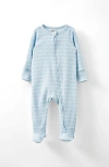 Cotton On Kids Organic Pointelle Zip All In One Romper In White Water Blue Marle