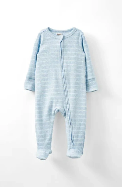 Cotton On Kids Organic Pointelle Zip All In One Romper In White Water Blue Marle