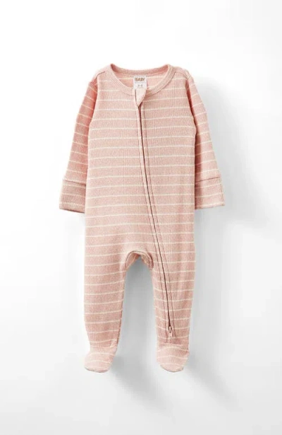 Cotton On Kids Organic Pointelle Zip All In One Romper In Zephyr Marle Vanilla Stripe