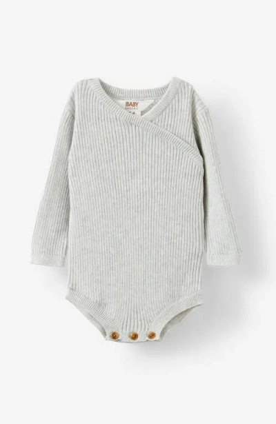 Cotton On Kids Organic Rib Knit Cross Over Tie Bubbysuit In Cloud Marle