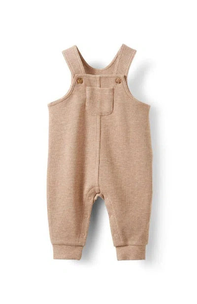 Cotton On Kids Organic Waffle Dungaree In Oatmilk Marle