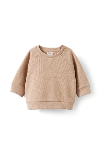 Cotton On Kids Organic Waffle Long Sleeve Top In Oatmilk Marle