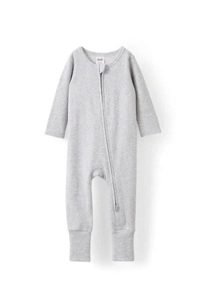 Cotton On Kids The Billie Long Sleeve Rib Romper In Cloud Marle