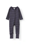 Cotton On Kids The Billie Long Sleeve Rib Romper In Navy Ink Vanilla Riley