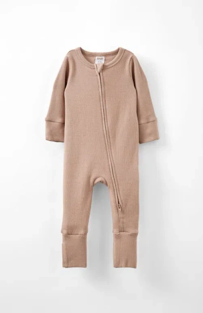Cotton On Kids The Billie Long Sleeve Rib Romper In Oatmilk Logo