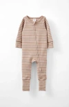 Cotton On Kids The Billie Long Sleeve Rib Romper In Oatmilk Vanilla Riley Stripe