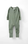 Cotton On Kids The Billie Long Sleeve Rib Romper In Swag Green Logo