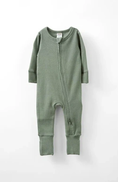 Cotton On Kids The Billie Long Sleeve Rib Romper In Swag Green Logo