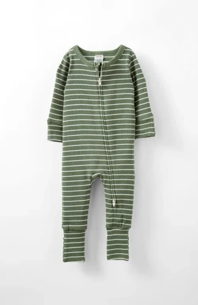 Cotton On Kids The Billie Long Sleeve Rib Romper In Swag Green Vanilla Riley
