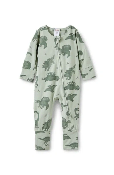 Cotton On Kids The Billie Long Sleeve Zip Romper In Green