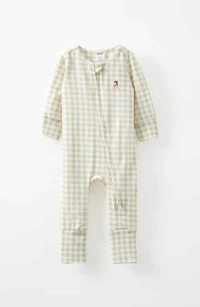 Cotton On Kids The Billie Long Sleeve Zip Romper In Rainy Day Gingham Cherry