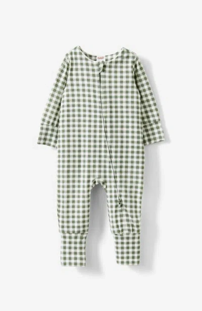 Cotton On Kids The Billie Long Sleeve Zip Romper In Swag Green Gingham