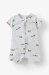 Cotton On Kids The Billie Short Sleeve Zip Romper In Cloud Marle Up In The Sky