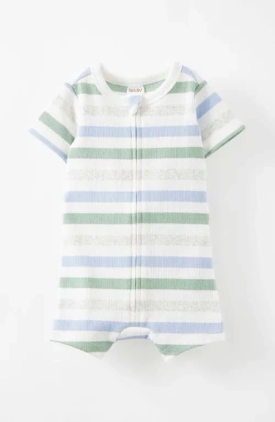 Cotton On Kids The Billie Short Sleeve Zip Romper In Dawn Blue Multi Stripe