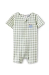 Cotton On Kids The Billie Short Sleeve Zip Romper In Deep Sage Apple A Day