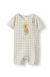 Cotton On Kids The Billie Short Sleeve Zip Romper In Neutral
