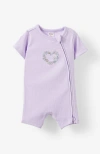 Cotton On Kids The Billie Short Sleeve Zip Romper In Vintage Lilac Floral Heart