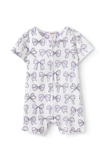 Cotton On Kids The Billie Short Sleeve Zip Romper In Vintage Lilac Sketchy Bows