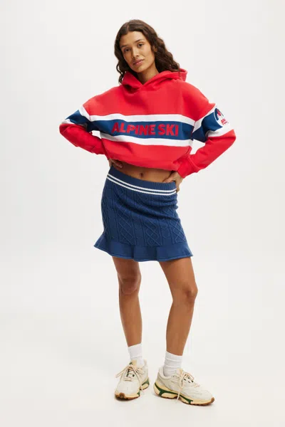 Cotton On Knit Flippy Skirt In Deep Blue/ White