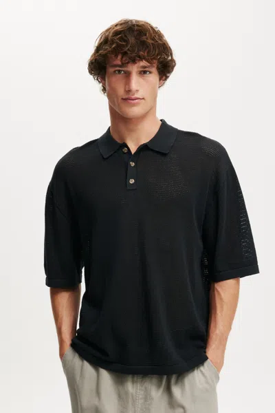 Cotton On Knitted Polo In Black