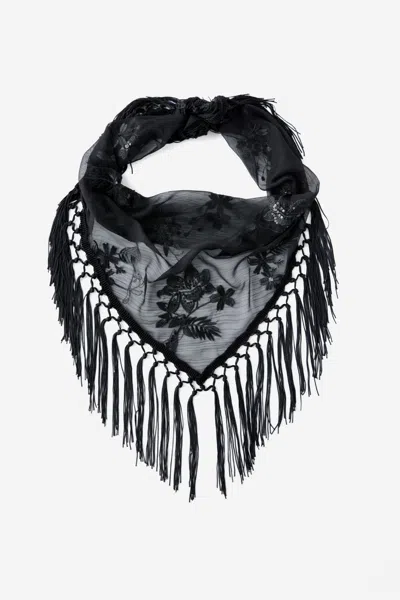 Cotton On Knot Your Everyday Scarf In Black Floral Tassel