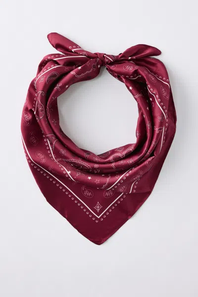 Cotton On Knot Your Everyday Square Scarf In Burgundy Paisley