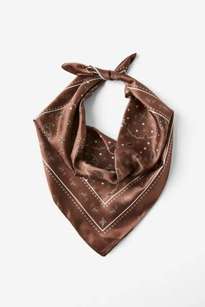 Cotton On Knot Your Everyday Square Scarf In Texas Brown Paisley