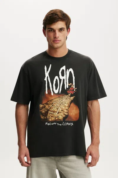 Cotton On Korn Music Everyday Fit T-shirt In Lcn Cor Washed Black / Korn - Follow The Lead