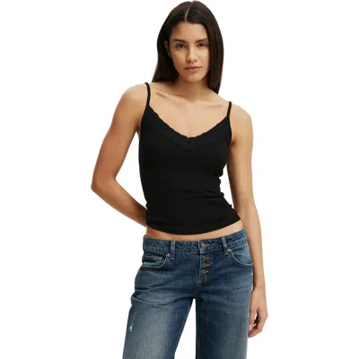 Cotton On Lace Trim Longline Cami In Black