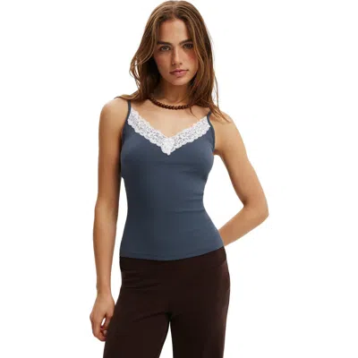 Cotton On Lace Trim Longline Cami In Blue