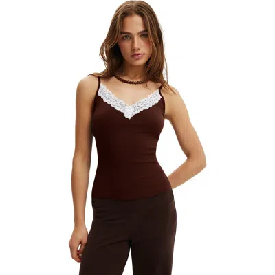 Cotton On Lace Trim Longline Cami In Brown