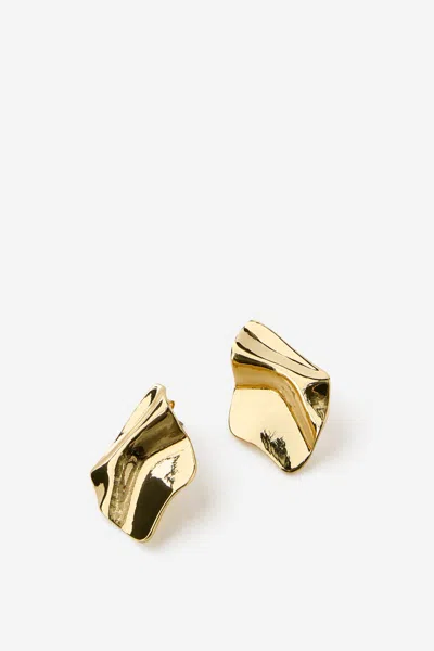 Cotton On Large Charm Earring In Up Gold Paper Ripple