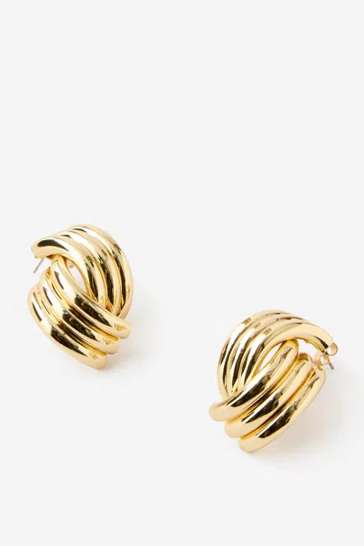 Cotton On Large Hoop Earring In Up Gold Double Ribbed