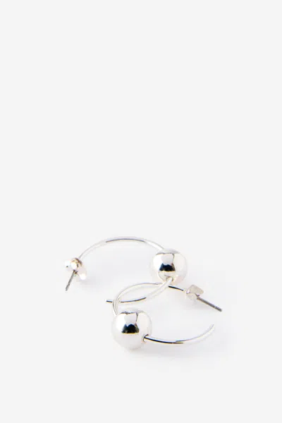Cotton On Large Hoop Earring In Up Silver Ball Hoop