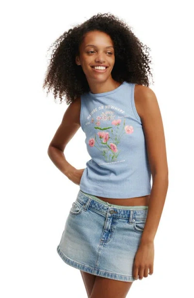 Cotton On Lcn Graphic Tank In Lcn Nybg Pink Flowers  Dusk