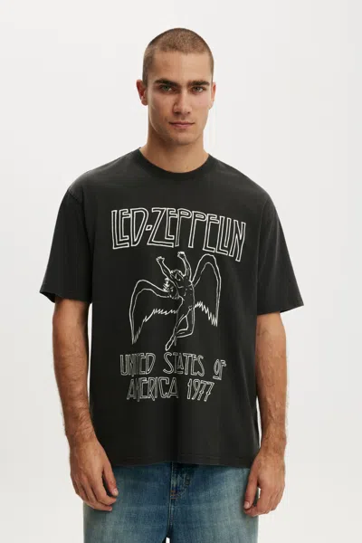 Cotton On Led Zeppelin Music Everyday Fit T-shirt In Lcn Pro Washed Black / Led Zeppelin - Us Tour