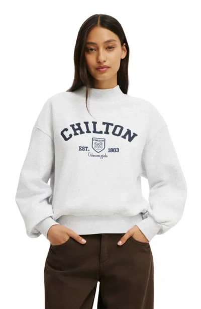 Cotton On License Mock Neck Sweatshirt In Gilmore Girls Light Grey