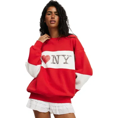 Cotton On Licensed Graphic Crew Sweatshirt In Lcn I Love Ny Red Poppy