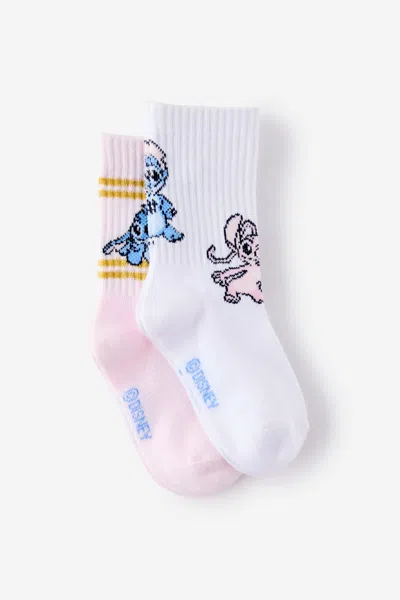 Cotton On Kids' Lilo & Stitch Disney Crew Sock 2pk In White