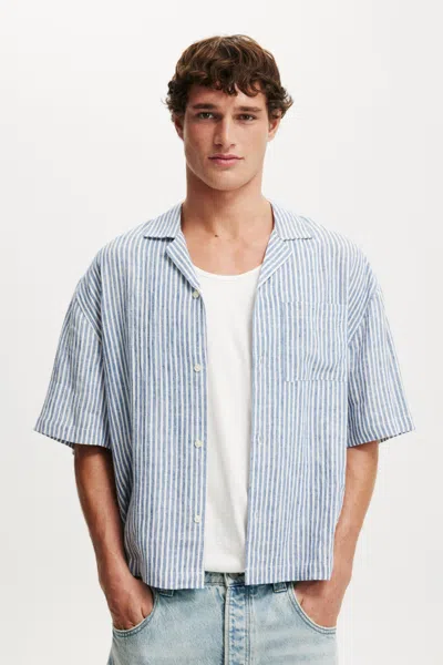 Cotton On Linen Box Fit Short Sleeve Shirt In Blue