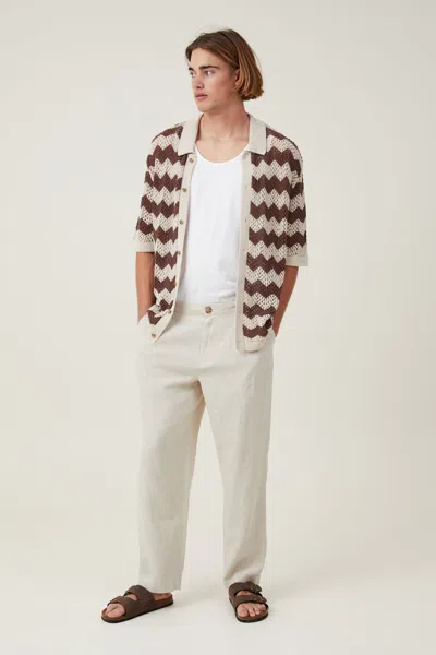 Cotton On Linen Pleat Pant In Oatmeal