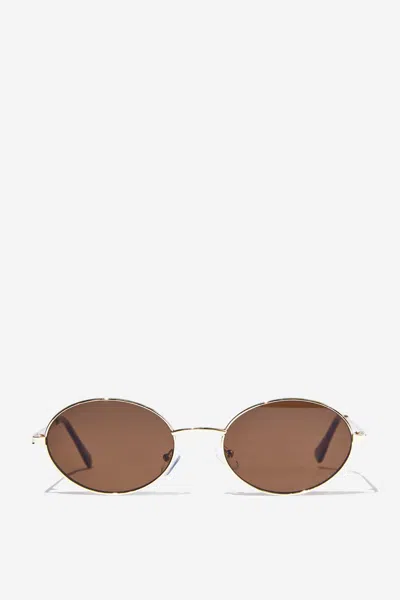 Cotton On Lisa Metal Sunglasses In Brown/gold