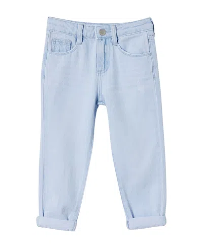 Cotton On Kids' Little Girls India Mom Mid Rise Jeans In Bleach Blue Wash