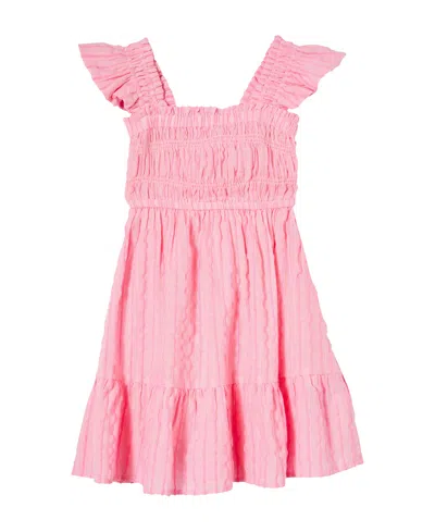Cotton On Kids' Little Girls Jeanie Flutter Sleeve Dress In Pink Stripe
