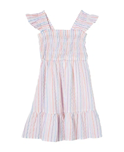 Cotton On Kids' Little Girls Jeanie Flutter Sleeve Dress In Rainbow Stripe