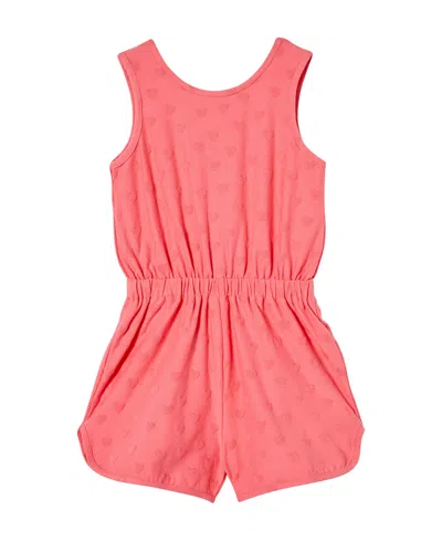 Cotton On Kids' Little Girls Romy Playsuit One Piece In Orange Coral Heart Texture
