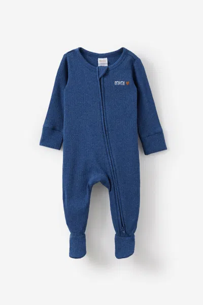 Cotton On Kids' Littlie Organic Long Sleeve Zip All In One Romper In Blue